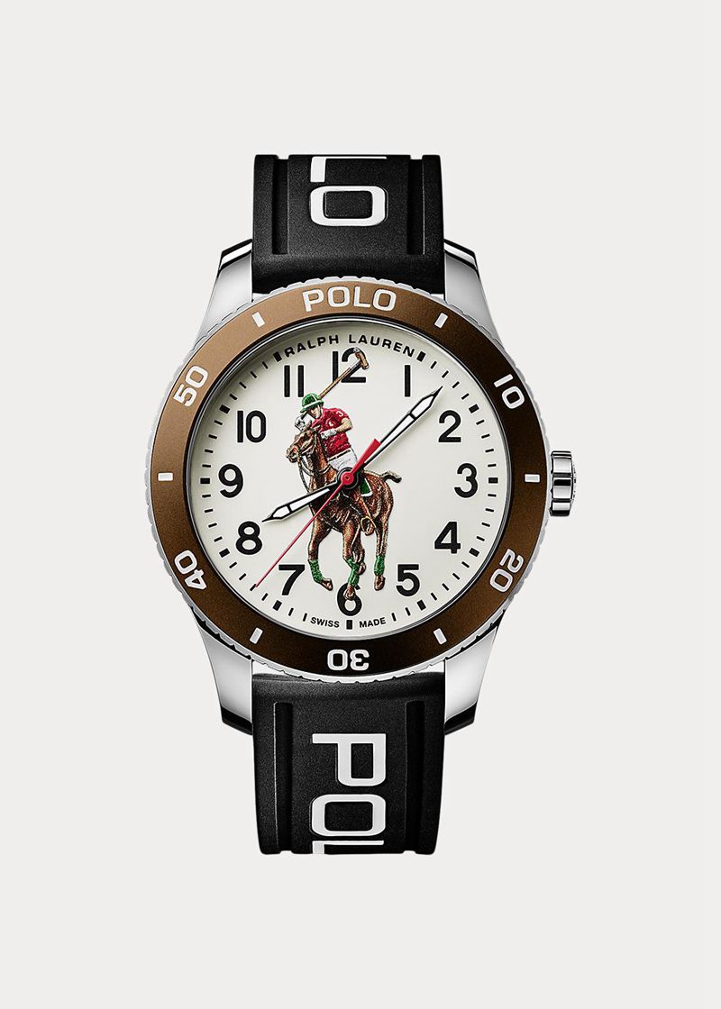 Relojes Polo Ralph Lauren Hombre Polo Watch Brown Bezel White Dial Chile Blancas OSNAU-9821